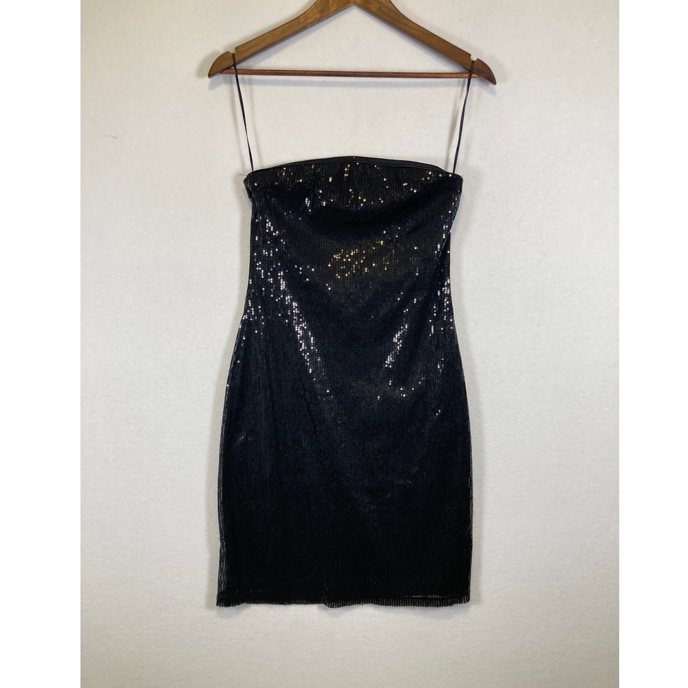 The Limited Sequin Mini Dress Women XS Black Strapless Cocktail‎ Glam Party